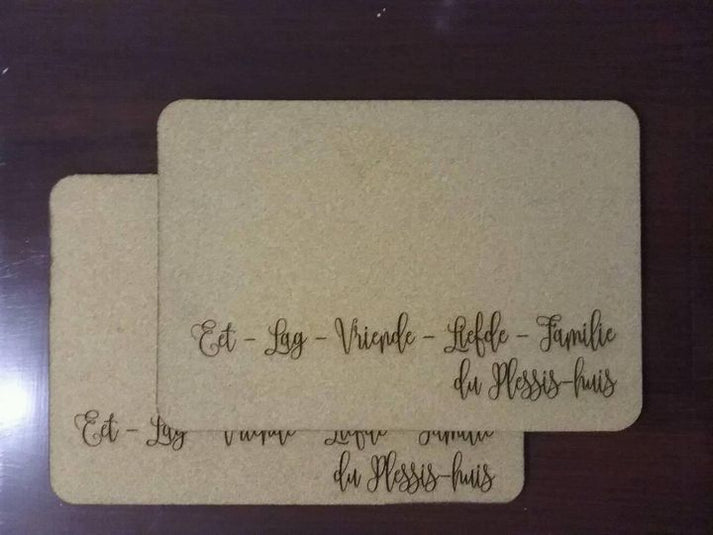 Engraved Cork Placemats set of 4 My Finer Things